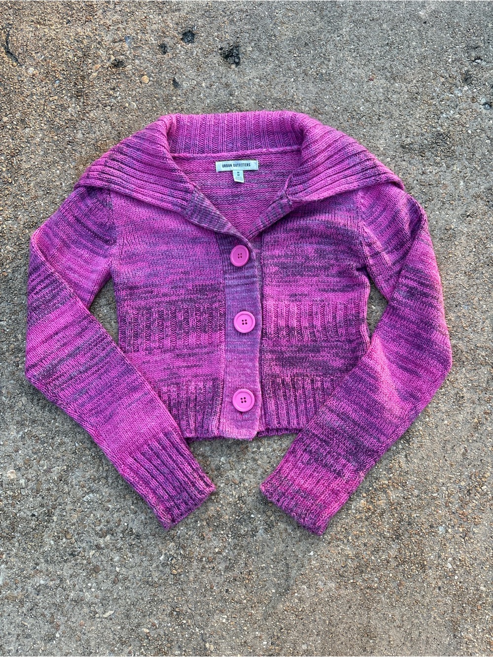 Urban Outfitters Pink Marled Button-Front Shawl Collar Cardigan